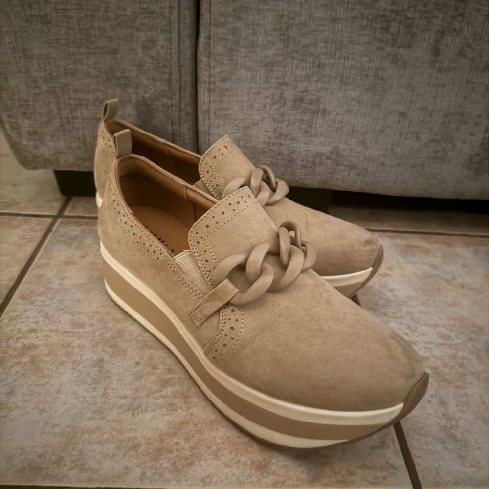 Mad Love Tan Platform Loafers
